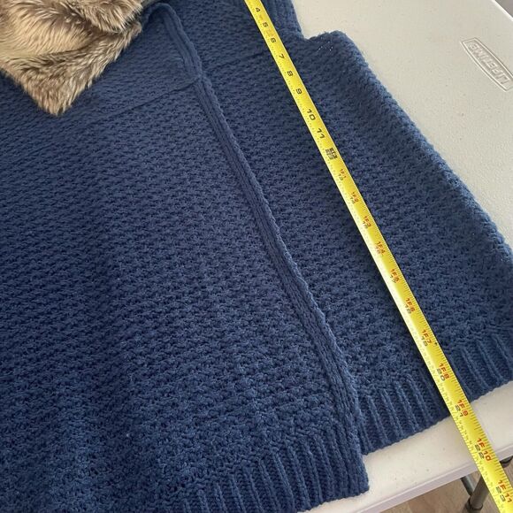 Belle Du Jour Fur Collar Blue Sweater Vest Double Breasted Women’s Jr Large - Picture 8 of 11